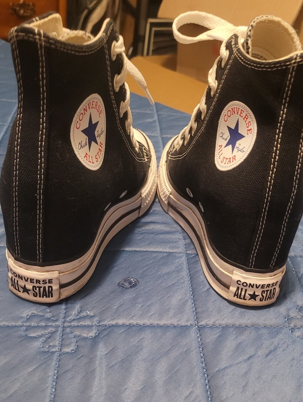 Converse Chuck Taylor All Star Black High Top Wedge Sneakers Womens 6.5 - Picture 5 of 9